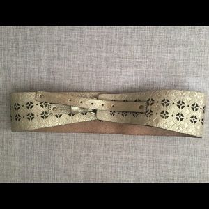Fossil gold leather high belt